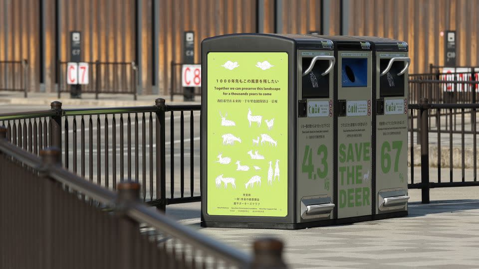 The new solar-powered trash cans on a street in Nara. - Buddhika Weerasinghe/Getty Images