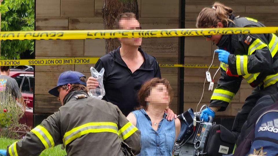 Boulder attack victims are treated Sunday. CNN has added blur for reasons of privacy. - Ivan A.
