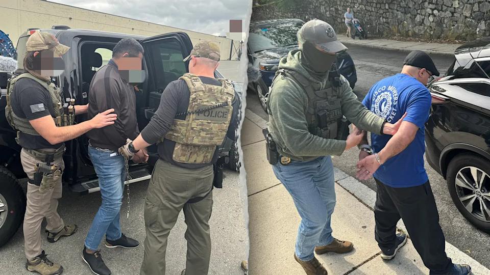 ICE arresting migrants in Boston, two photos