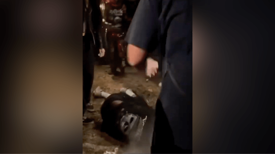 Elijah Green, 17, is seen being beaten by a mob at an outdoor Palmdale concert. May 2025. (Najee Ali)