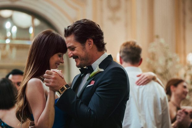 The romantic comedy "Materialists" stars Dakota Johnson and Pedro Pascal. (A24)