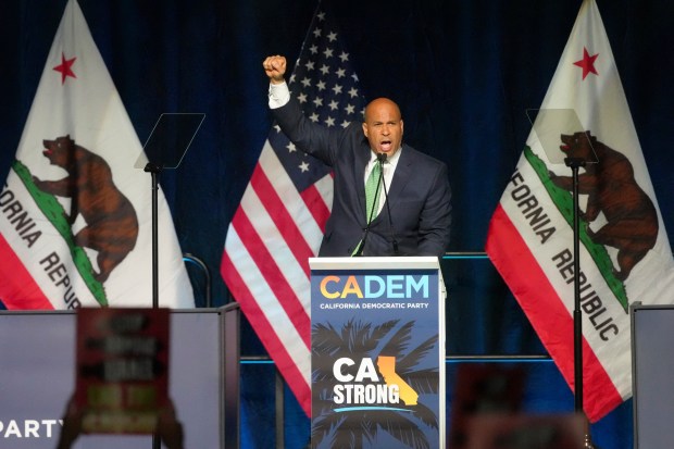 Sen. Cory Booker, D-N.J., speaks at the California Democratic Party’s...