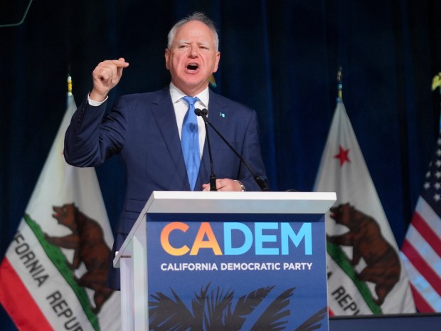 Minnesota Gov. Tim Walz speaks at the California Democratic Party’s...