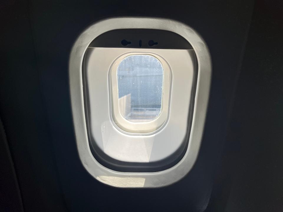 A small plane window.