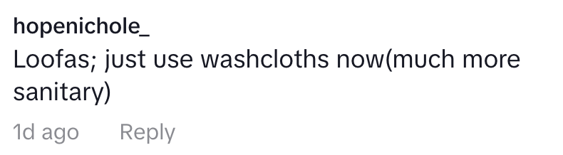 Comment advocating for washcloths over loofahs as more sanitary
