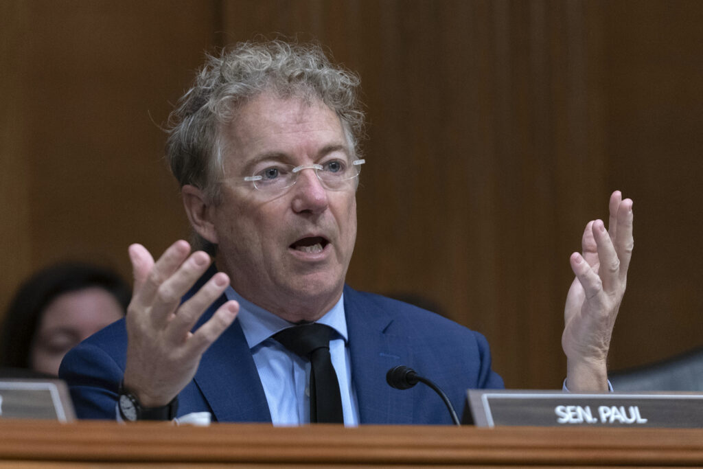 FILE - Sen. Rand Paul, R-Ky., speaks during the Senate Committee on Health, Education, Labor and Pensions hearing on the nomination of Martin Makary to serve as Commissioner of Food and Drugs at the Department of Health and Human Services, on Capitol Hill Thursday, March 6, 2025, in Washington.