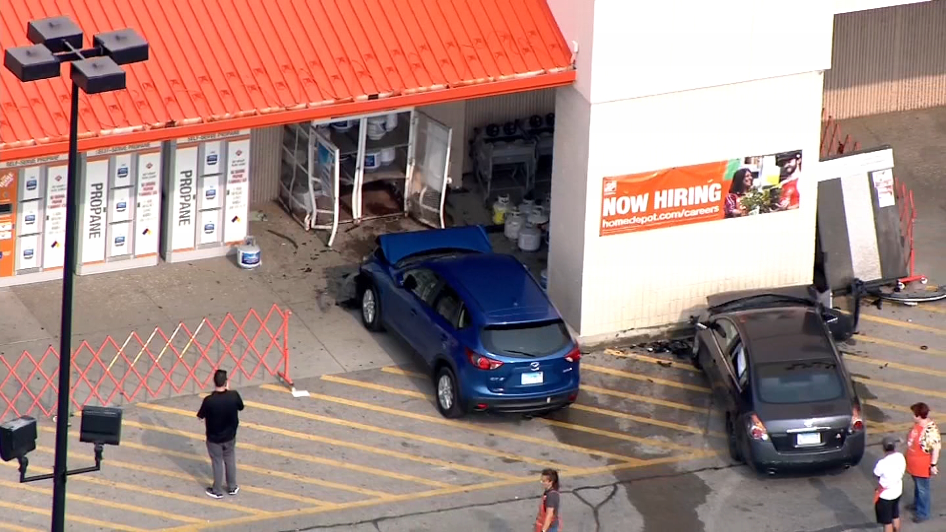 Vehicles crash into propane tanks at...